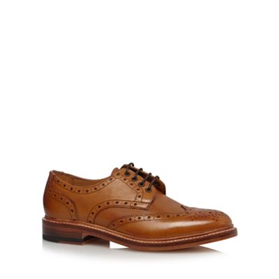 Designer tan leather welted brogues